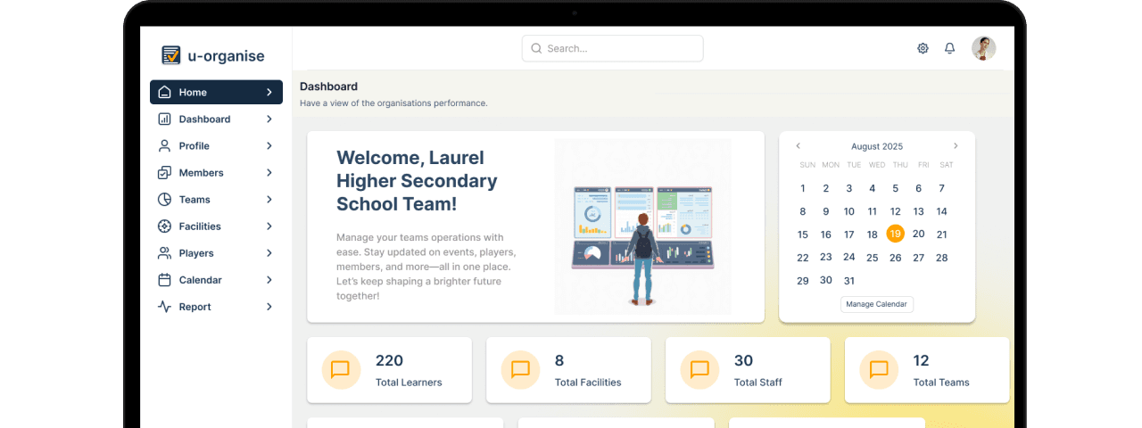 Athletes using the sports management platform